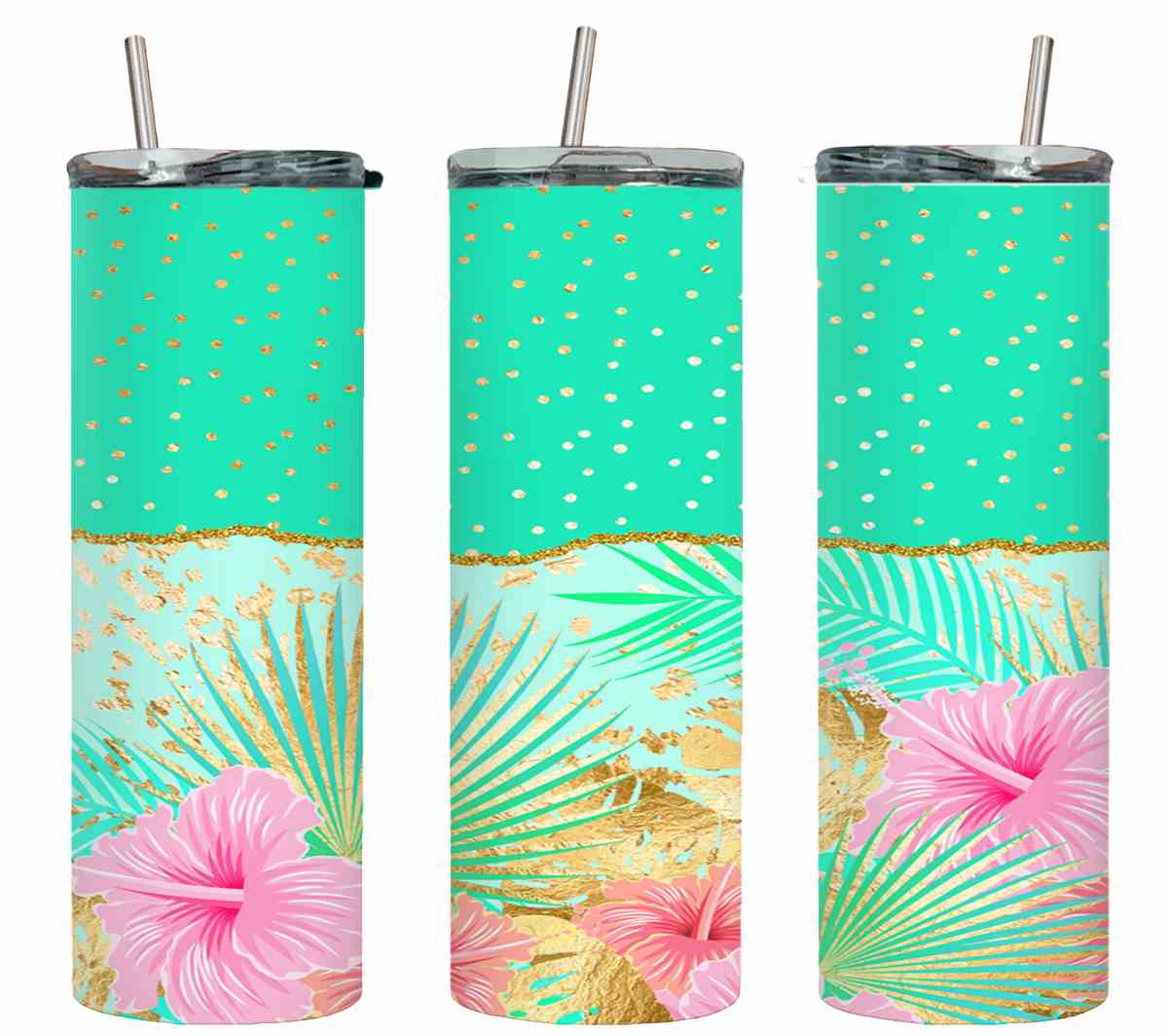 Teal Spot Flower-10614